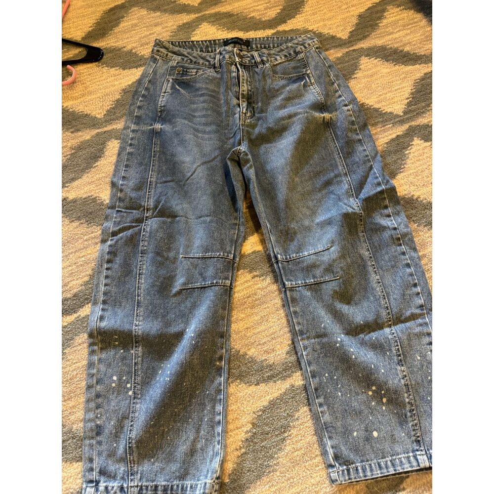 Midiross Jeans Light Wash Paint Splatter Distressed Barrel Leg Size L
